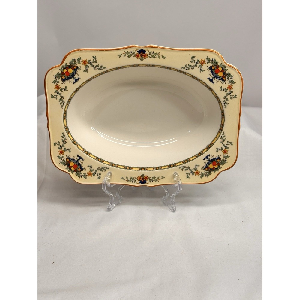 Crown Ducal transfer wear rectangle serving Bowl Blue Urn‎ Fruit And Floral